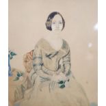 Victorian School, watercolour, Portrait of a Isabella-Wilson, initialled ARS and dated 1845, 15 x