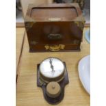 A late Victorian oak stationery casket, height 20cm width 30cm, and a vintage clockwork timer