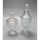 A Regency cut glass sweetmeat jar and cover and an Edwardian confit vase and cover