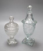 A Regency cut glass sweetmeat jar and cover and an Edwardian confit vase and cover