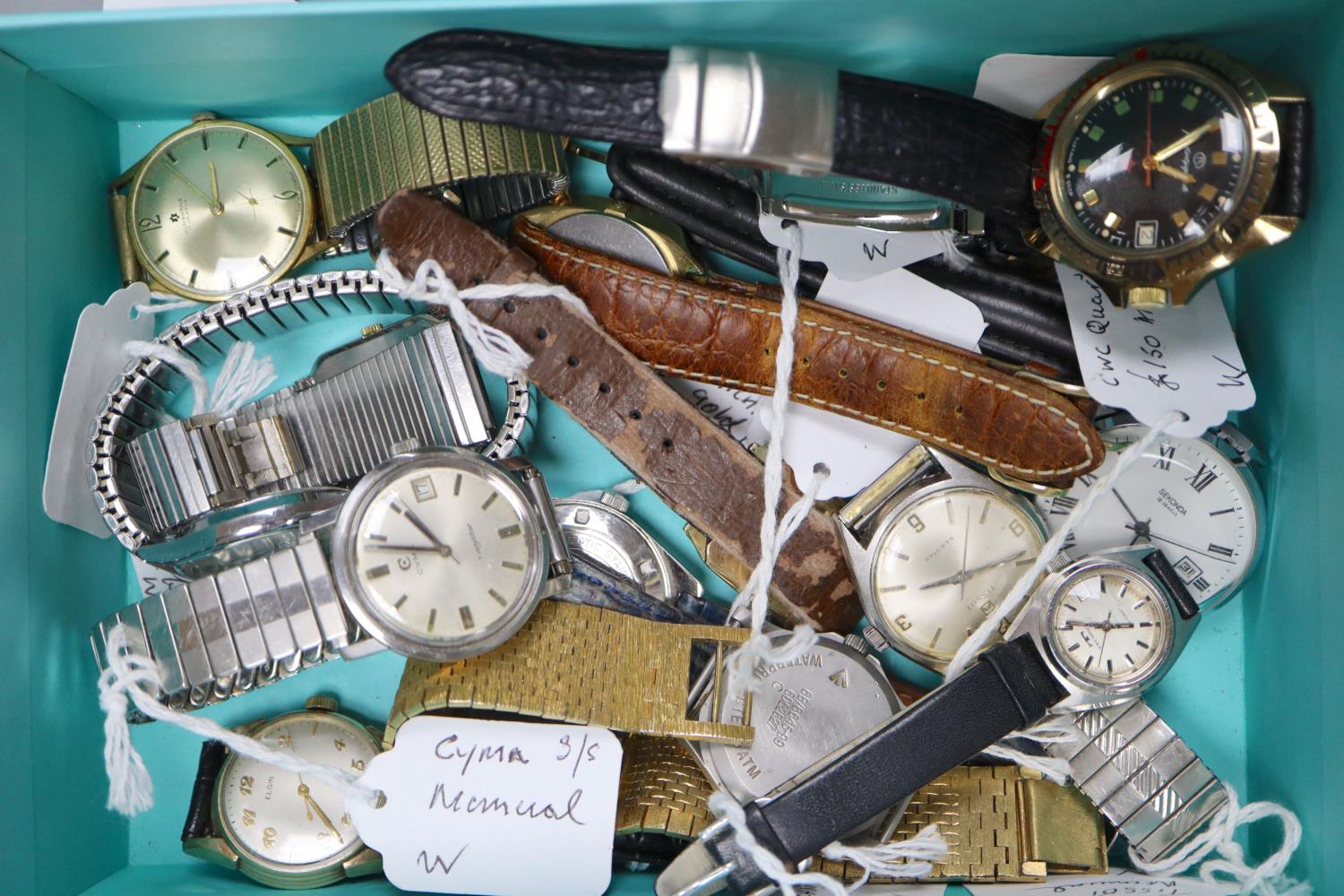 Eighteen assorted gentleman's wrist watches, including MuDu, Bulova, Elgin, Junghans and Cyma, a - Image 2 of 3