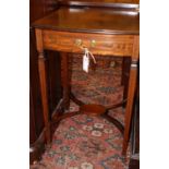 An Edwardian inlaid mahogany drop leaf Pembroke table, width 48cm, depth 48cm, height 71cm