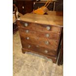 A small George III oak five drawer chest, width 83cm, depth 43cm, height 84cm