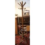 A beech bentwood hat and coat stand, height 181cm