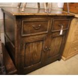 A mid 18th century oak side cabinet, width 96cm, depth 63cm, height 89cm