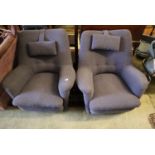 A pair of Ernest Race "Dormouse" chairs, original mauve fabric upholstery