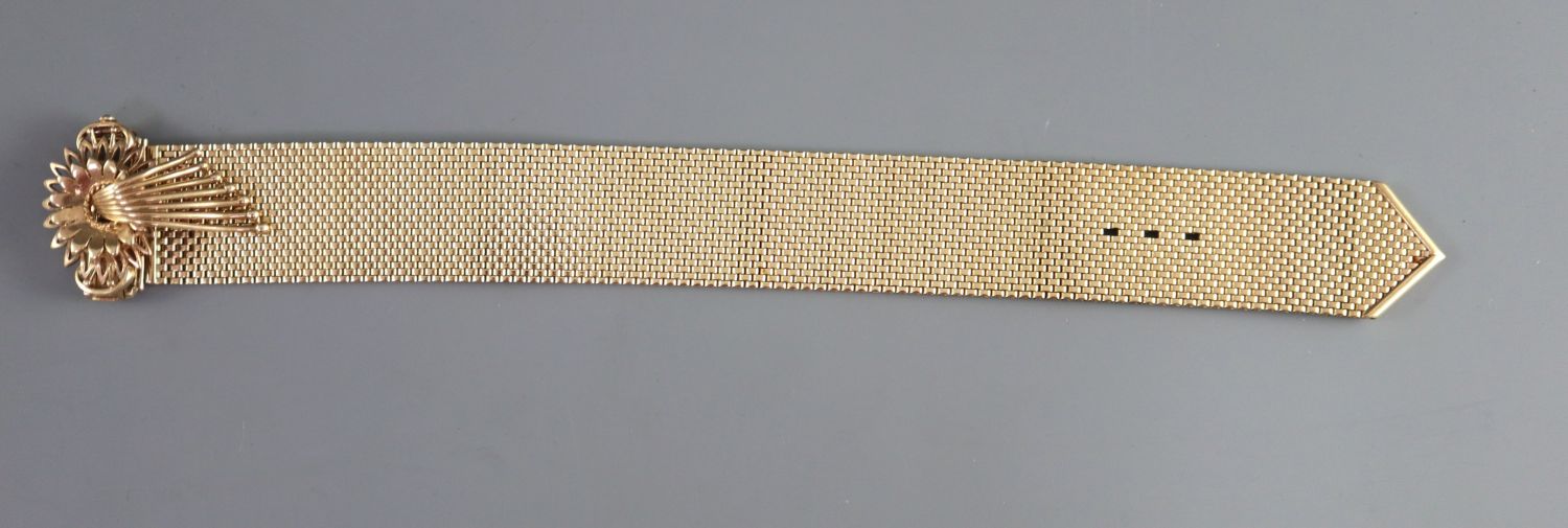 A mid to late 20th century 9ct gold brick link bracelet, with stylised clasp, overall length 23.3cm, - Image 2 of 4