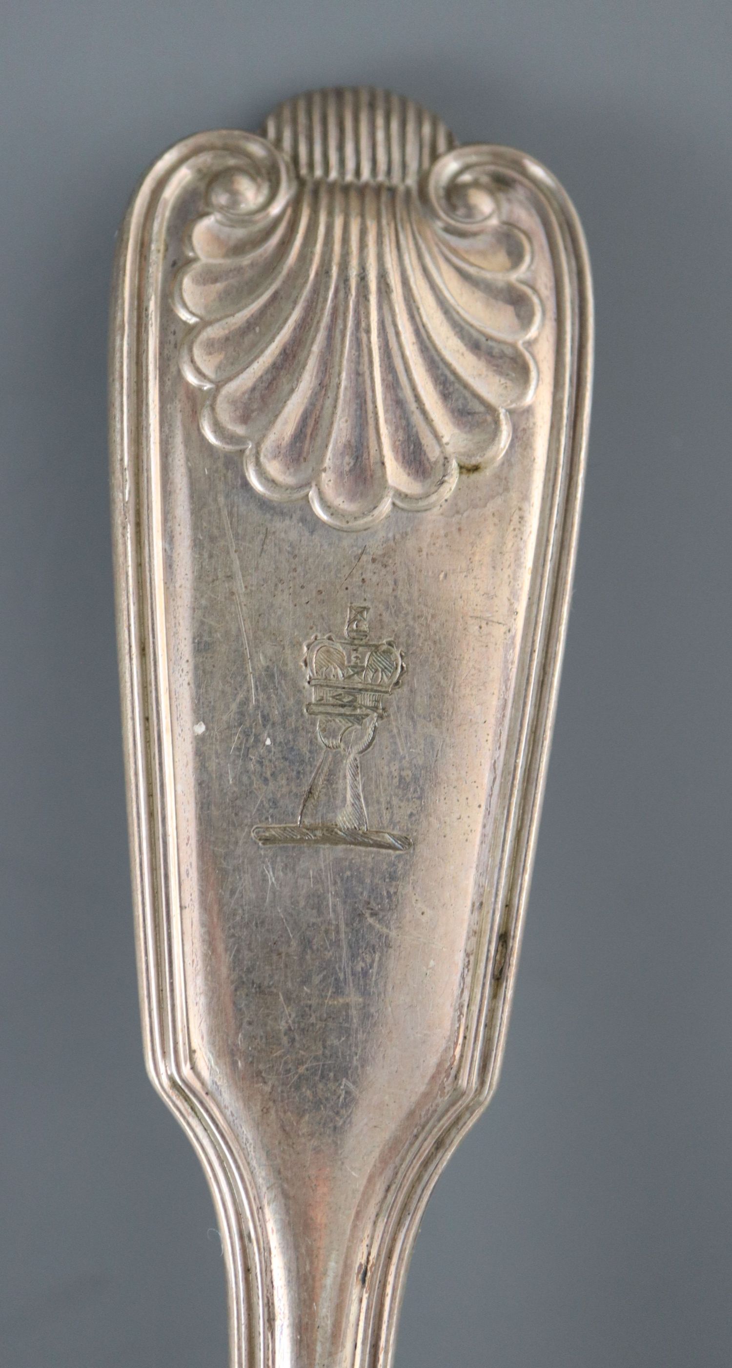 A set of eighteen Victorian silver double struck fiddle. thread and shell pattern dessert spoons, - Image 2 of 4