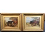 Henry Charles Woollett (1826-1893)pair of oils on canvasHorses standing in a farmyard9 x 12in.