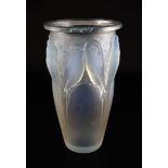 René Lalique. a pre-war opalescent glass Ceylan pattern vase, no.905, designed in 1924 with blue