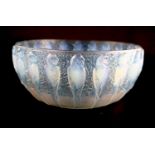 René Lalique. A pre-war opalescent glass Perruches pattern bowl, no.491, designed in 1931, etched