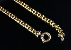 A modern 18ct. gold hollow curb link necklace, 45cm, 46.9 grams.CONDITION: Overall condition is