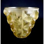 René Lalique. A pre-war topaz glass Moissac pattern vase, no.992, designed in 1927, engraved mark