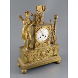 A 19th Century French Empire style ormolu mantel clock, modelled with a figure of Odysseus