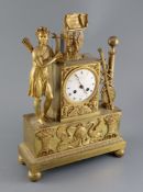 A 19th Century French Empire style ormolu mantel clock, modelled with a figure of Odysseus