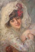 Albert de Belleroche (1864-1944)oil on canvasPortrait of a woman wearing a lace veil27 x 22.25in.,