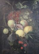 17th century Dutch schooloil on canvasStill life of figs, lemons, plums, grapes and cherries21 x