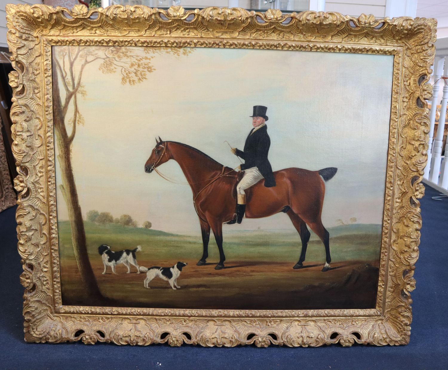 Follower of James Loden of Bath (1784-1854)oil on canvasPortrait of a gentleman on a bay hunter with - Image 2 of 3