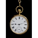 A Victorian 18ct gold open face keyless pocket watch by Mme Lind? 255 Oxford Circus Regent St.