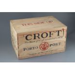 A case of Croft 1975 vintage Port, bottled 1977, original opened wooden crate (12 bottles)CONDITION: