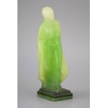 An Amalric Walter pate de verre glass figure 'Tanagra', in green to white frosted glass, signed A.