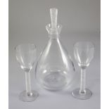 René Lalique. A Phalsbourg pattern glass decanter and two glasses, no.5057/505?, designed in 1924,