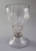 A Georgian glass roemer-shaped vase, second quarter 18th century, possibly part of a garniture,