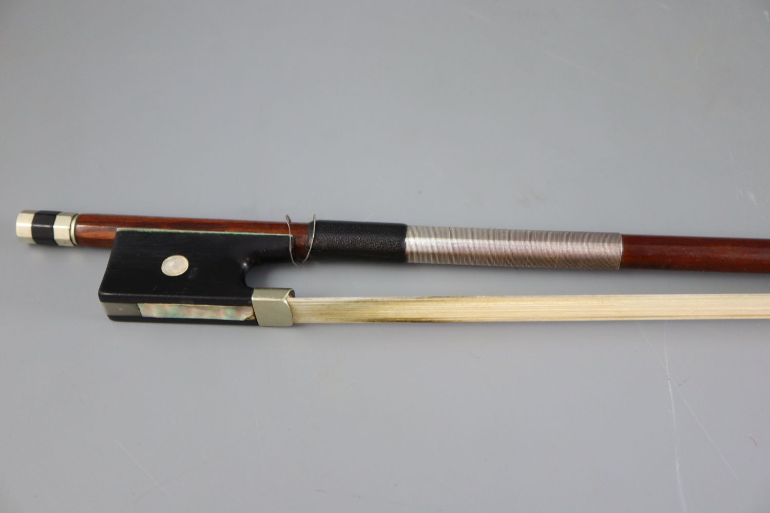 A James Tubbs nickel mounted bow, late 19th/early 20th century, stamped Jas. Tubbs, 74.5cm long - Image 2 of 4