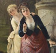 William Oliver (1823-1901)oil on boardYoung women in a gardensigned27.5x 22in.CONDITION: Oil on