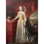 Circle of John Wessop (fl.1640-52) oil on canvasFull length portrait of a young lady, standing