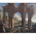 18th century Italian Schooloil on canvasArchitectural caprice with figures beside a ruined arch,