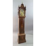 An Edwardian George III style marquetry inlaid chiming eight day longcase clock, the 10 inch