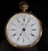 A Victorian 18ct gold keyless open face marine chronograph, by P. Weiner, Strand, London, numbered