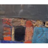 § Barbara Rae RA RSA RSW (1943-)mixed media and collage on board'Harbour store'signed, New Academy