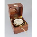 John Morton & Co. of Glasgow. A mahogany cased 2.5 day marine chronometer, with brass mounted