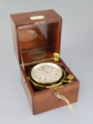 John Morton & Co. of Glasgow. A mahogany cased 2.5 day marine chronometer, with brass mounted