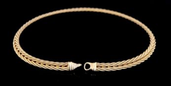 A Wellendorf 18ct gold twin cable twist link necklace with diamond set clasp, approx. 40cm, gross