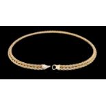 A Wellendorf 18ct gold twin cable twist link necklace with diamond set clasp, approx. 40cm, gross