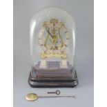 Jones, Strand. An early Victorian brass skeleton clock, with silvered Roman chapter ring and