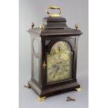 John Fladgate of London. A George III ebonised pear wood repeating bracket clock, with plain