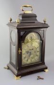 John Fladgate of London. A George III ebonised pear wood repeating bracket clock, with plain