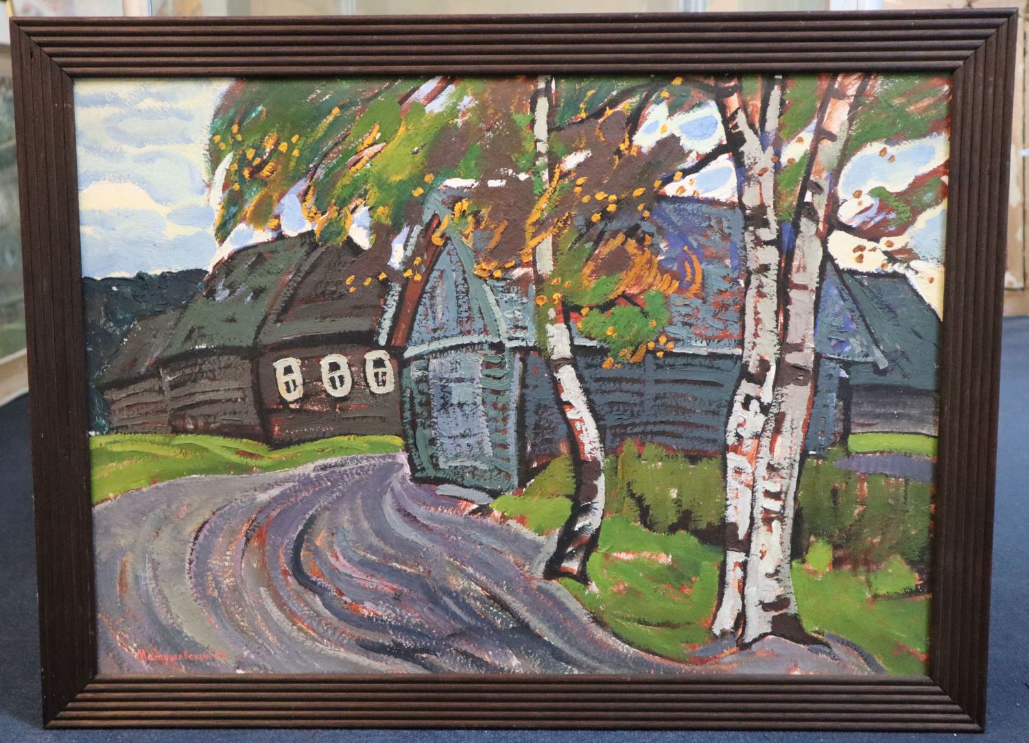 Yuri Matushevski (Russian, 1930-1999)oil on cardBirch trees and daccas in summersigned and dated ' - Image 4 of 6