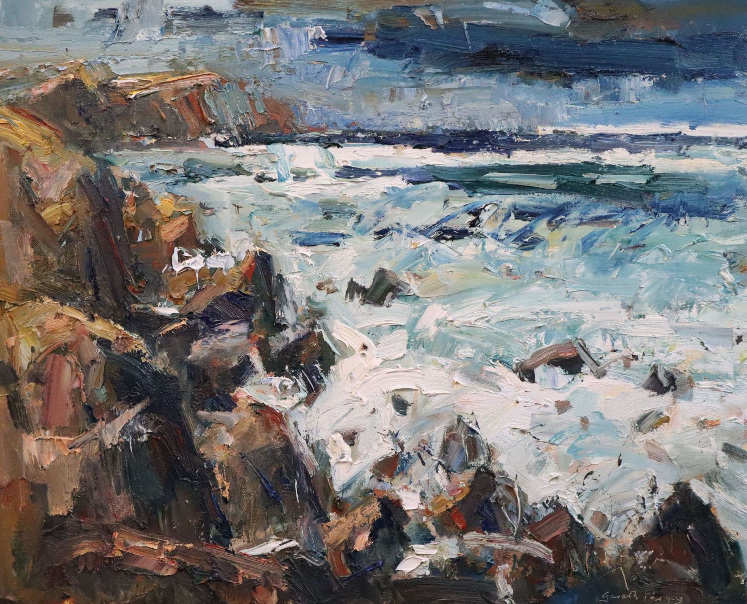 § Gareth Parry RCA (1951-)oil on canvas'After the Storm', 'Rocky Coast'signed20 x 23.75in.CONDITION: