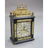 Markwick of London. A late 17th century ormolu mounted ebony repeating chiming bracket clock, with