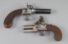 An early 19th century twin barrel flintlock pocket pistol, by Jn. & Geo. Jones of London, 6
