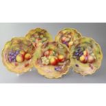 Five Royal Worcester fruit painted dessert plates, c.1929-1932, three painted by T. Lockyer and