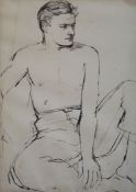 § John Minton (1917-1957)pen and ink on paperTwo studies of a young man seated shirtless and with