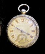 A George IV engine turned 18ct gold open face keywind pocket watch by Thomas Mols, Ludgate,