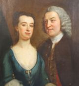 18th century English Schooloil on canvasDouble portrait of a husband and wife29.5 x 24.5in.