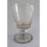 A large glass nautical themed rummer, first half 19th century, the bucket shaped bowl wheel engraved